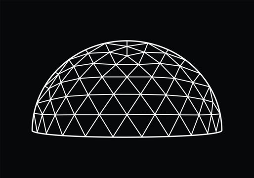 Geodesic. Geodesic Dome Wireframe Vector Illustration on Black.