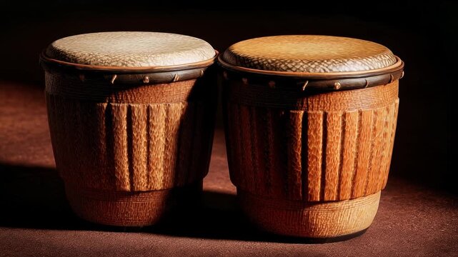 Playing hand drums in intimate studio setting with warm lighting
