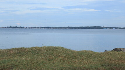 Sea view with green trees on the beach