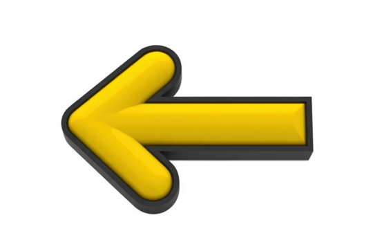 Yellow arrow sign direction isolated on a transparent background - Powered by Adobe