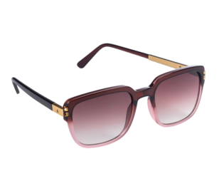 Stylish square sunglasses with gradient lenses and gold accents