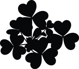 Silhouette of overlapping lucky shamrock clovers arrangement Vector Illustration