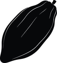 Silhouette of ripe papaya fruit with distinct lines Vector Illustration