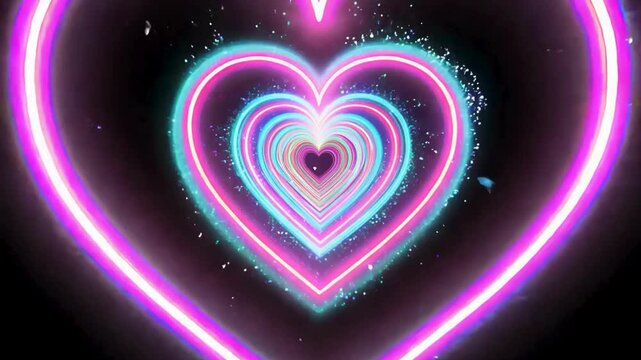 Glowing infinite love corridor animation, ideal for Valentine's Day and wedding visuals.