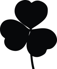 Silhouette three leaf clover on stem Vector Illustration