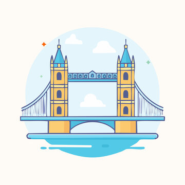 Tower Bridge London Landmark Illustration.