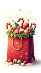 Festive Christmas Shopping Bag Filled with Candy &ndash; HD