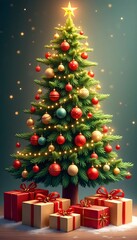 Festive Christmas Tree with Ornaments and Gifts &ndash; HD