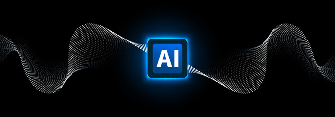 Modern AI processor concept with abstract neural data flow, ideal for technology presentations, SaaS platforms, analytics dashboards, and innovation-driven branding.