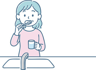 歯磨きをする女性
A woman brushing her teeth