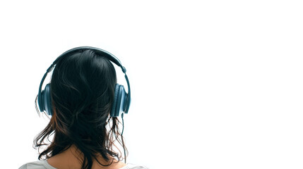 A woman wearing headphones