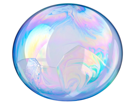 A Iridescent, Spherical Soap Bubble Reflecting Swirling Colors - Powered by Adobe