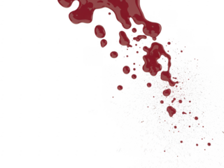 Red liquid splashing with white particles explosion isolated on a transparent background