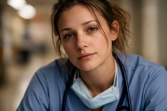 A Portrait of Dedication: A focused medical professional stands in the sterile setting, exuding competence and care, captured in a candid shot.
