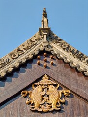 Asia, China, Xi'an, Great Wild Goose Pagoda, 11-November-2025, detail of a temple