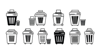 Various trash cans and waste bins in modern designs
