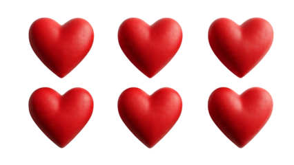 Six red hearts arranged in two rows