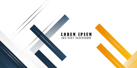 Abstract wide banner background with space for text. Modern dark blue and yellow geometric shapes with shadow. Elegant design. Suit for bussines, banners