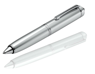 Sleek, polished writing instrument and its translucent outline