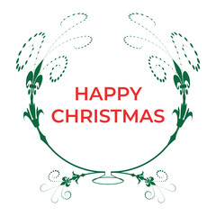 Happy Christmas Greeting Card with Decorative Green Wreath