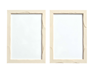 Two blank, light wood, uneven edge photo frames