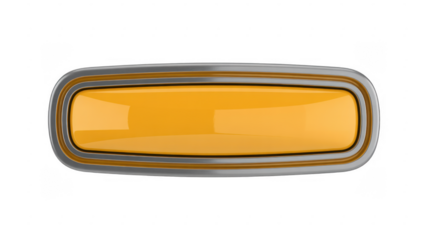 Yellow button with silver border shiny surface rectangular shape isolated on a transparent background
