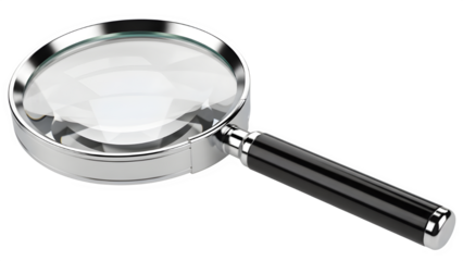 Magnifying glass with black handle on black background
