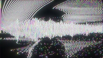 4K Human voice waveform interface animation, audio recording signal visualization overlay, glitch distortion interference, sound monitoring system graphic element - Powered by Adobe