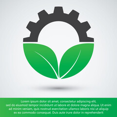 Green Industry and Eco Technology Logo with Gear and Leaves