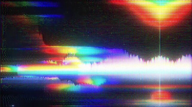 4K RGB glitch light overlay animation, digital signal smear distortion, chromatic interference bands, abstract screen visual effect layer