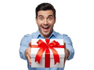 man with gift box
