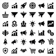 Business Marketing and Sales Funnel Icons:


Comprehensive set of business growth, marketing strategy, and sales funnel icons.
