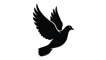 Obraz premium Elegant black silhouette of a dove in flight, symbolizing peace and freedom