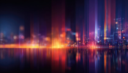 long exposure motion blur background of abstract high speed internet connection technology of skyline city.