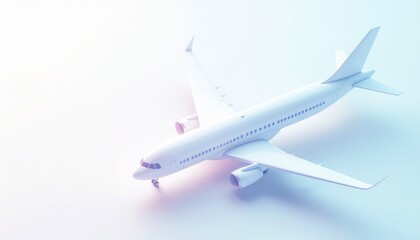 White airplane flying in the sky with another plane in the distance isolated on a transparent background suitable for travel and aviation themes