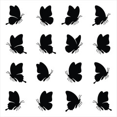 Beautiful butterfly wing silhouettes icon set for nature and decorative design