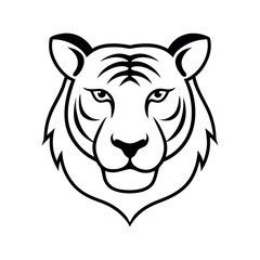 tiger head with neck monochrome ink sketch stron