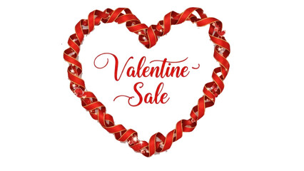 Obraz premium Valentine Sale 3d isolated on white background 2025 2026 download heart ribbon