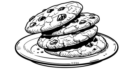 Delicious chocolate chip cookies stacked on a plate