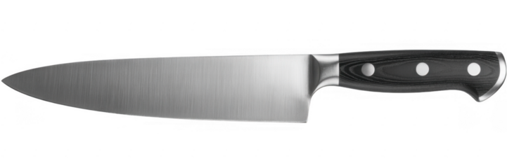 Chef's knife with black handle kitchen knife cooking isolated on a transparent background