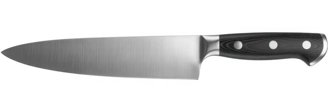 Chef's knife with black handle kitchen knife cooking isolated on a transparent background