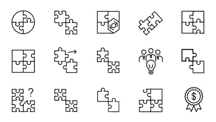 Puzzle pieces coming together to form complete images