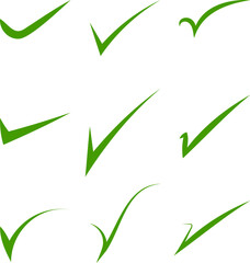 Green Check Mark Icons Set Approval Verification Symbols