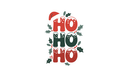Festive Ho Ho Ho Merry Christmas Typography with Santa Hat