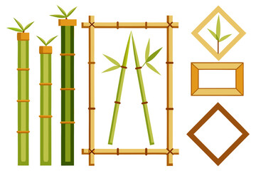 Bamboo stick frames collection, simple geometric shapes