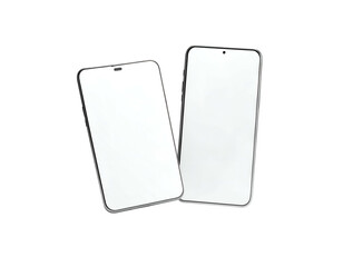 Two sleek, modern mobile devices with blank white screens