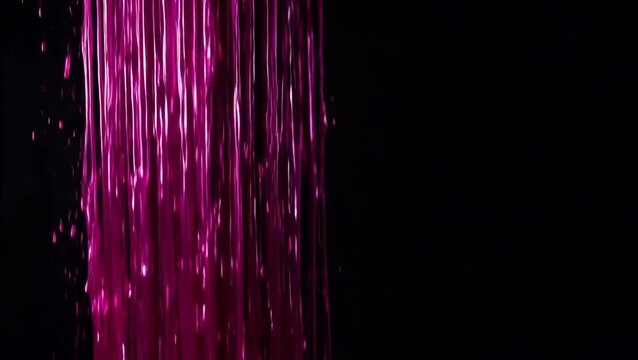 Vibrant Magenta Fluid Animation - Glowing Streaks of Pink Liquid on Black Background