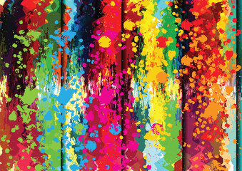 Vibrant Abstract Splatter Paint Background. Colorful Ink Splash Vector Illustration.