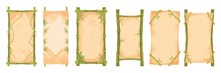 Tropical bamboo notice boards with parchment texture
