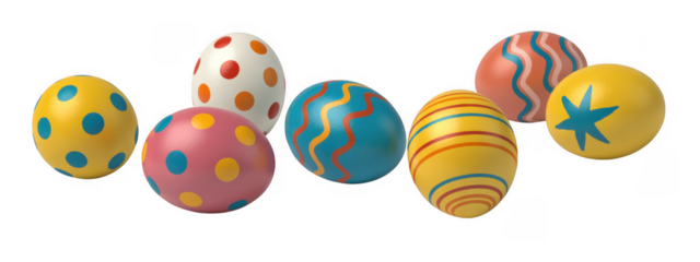 Colorful Easter eggs with various patterns colorful eggs patterned eggs isolated on a transparent background